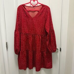 Red and White Polka Dot Baby Doll Style Dress Size M